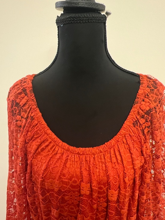 I.N. Studio Orange Lace Long-Sleeve Peasant Dress with Belt - Picture 7 of 10